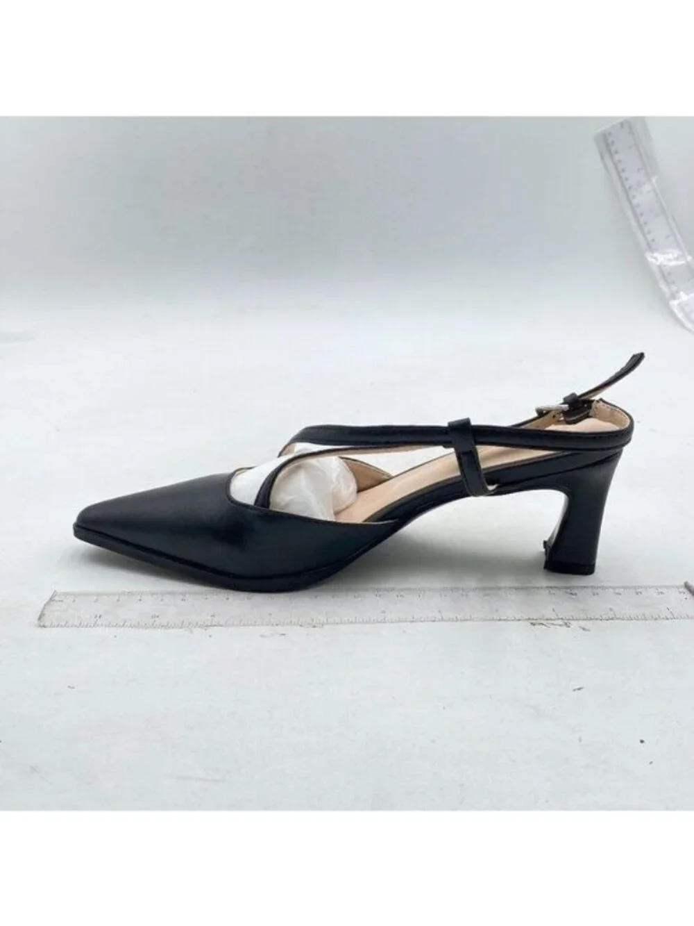 FOWT Women's Slingback Kitten Heel Closed Pointed Toe Dress Pumps Shoes Black